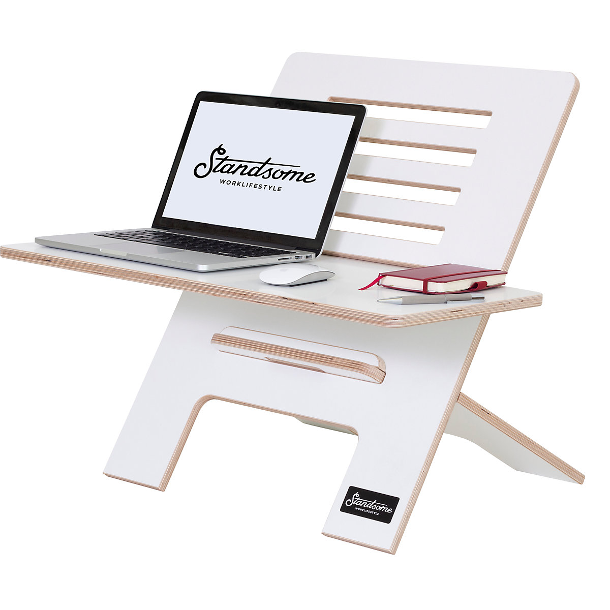 Standsome – Rialzo da scrivania SLIM con ripiano largo, alt. x largh. x prof. 570 x 670 x 490 mm, bianco