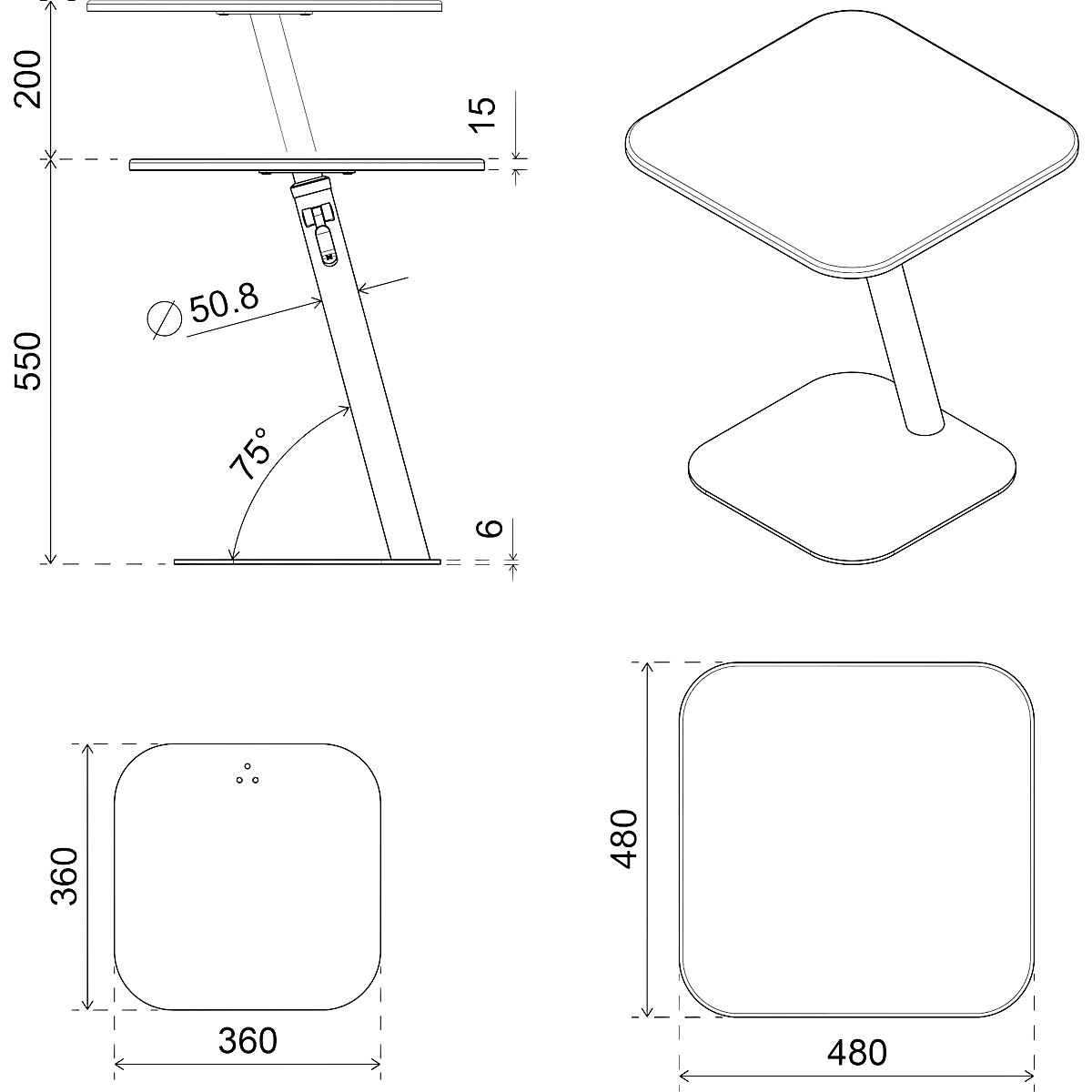 Tavolo per computer portatile Bento® – Dataflex (Foto prodotto 4)-3