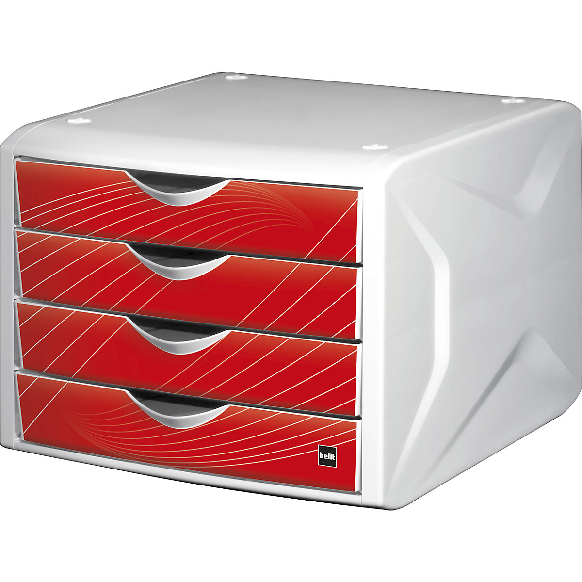 Cassettiera – helit, alt. x largh. x prof. 212 x 262 x 330 mm, conf. da 5 pz., design cassetti red rook-4