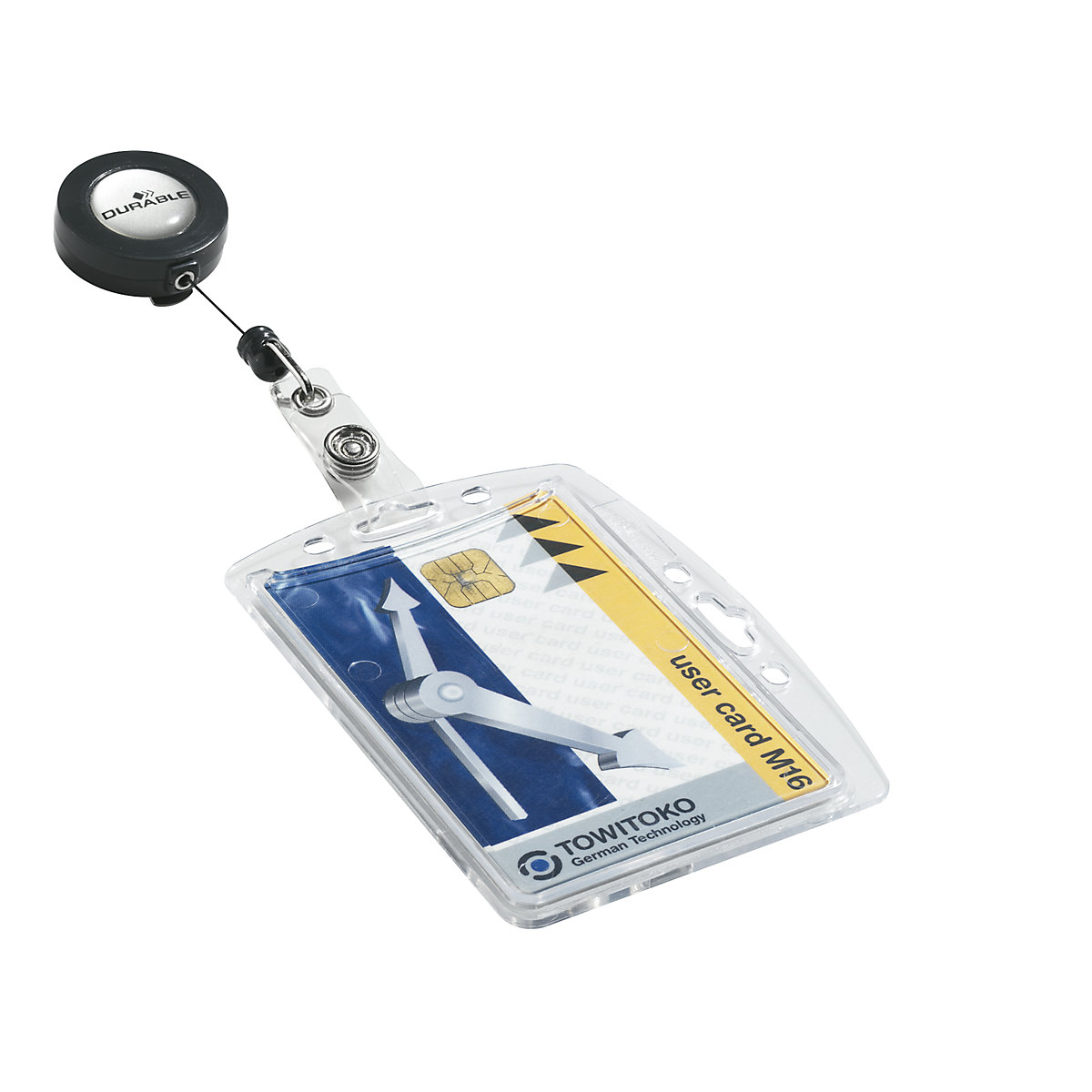 Durable Porta badge in acrilico per due tessere con chiocciola YO-YO, 54 x  87 mm, Trasparente (confezione 10 pezzi) - Porta Badge e Accessori