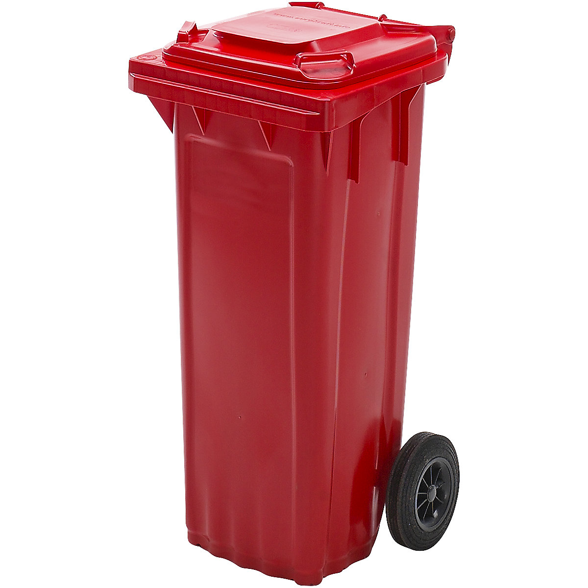 EUROKRAFTpro Mülltonne aus Kunststoff, DIN EN 840, Volumen 80 l, BxHxT 448 x 932 x 514 mm, rot