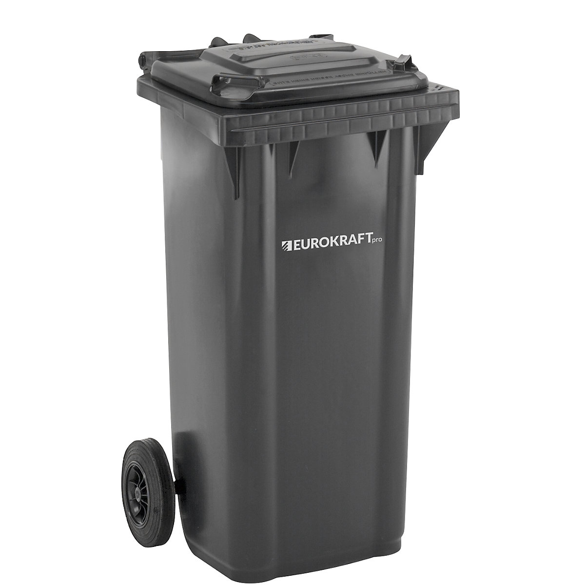 EUROKRAFTpro Mülltonne aus Kunststoff, DIN EN 840, Volumen 120 l, BxHxT 505 x 1005 x 555 mm, anthrazit