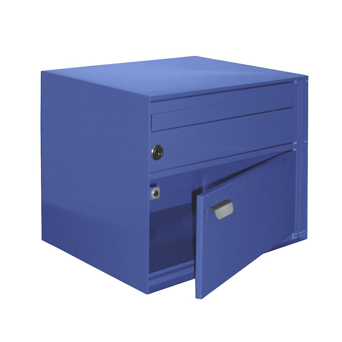 Briefkasten, BxHxT 390 x 315 x 310 mm, Stahlblech, pulverbeschichtet, signalblau-2