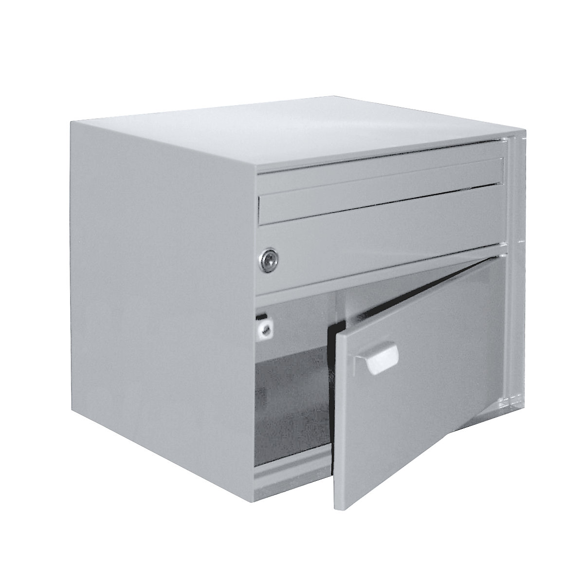 Briefkasten, BxHxT 390 x 315 x 310 mm, Stahlblech, pulverbeschichtet, weiß-4