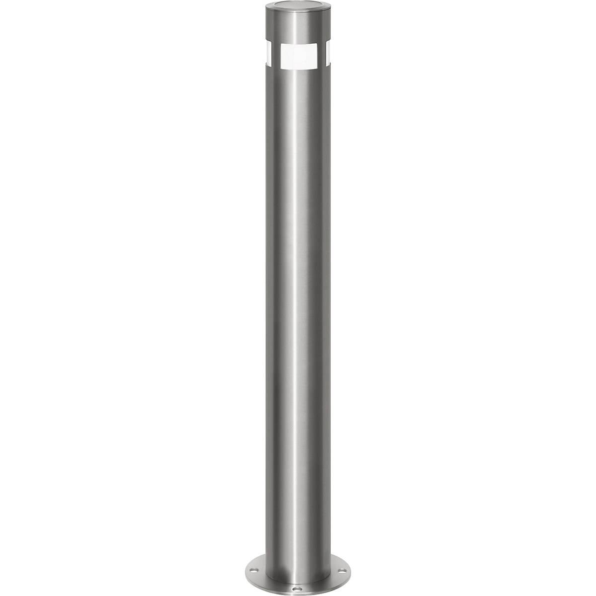 Edelstahl-Sperrpfosten, Ø 102 mm, mit Solar-Leuchtkopf, zum Aufdübeln, feststehend