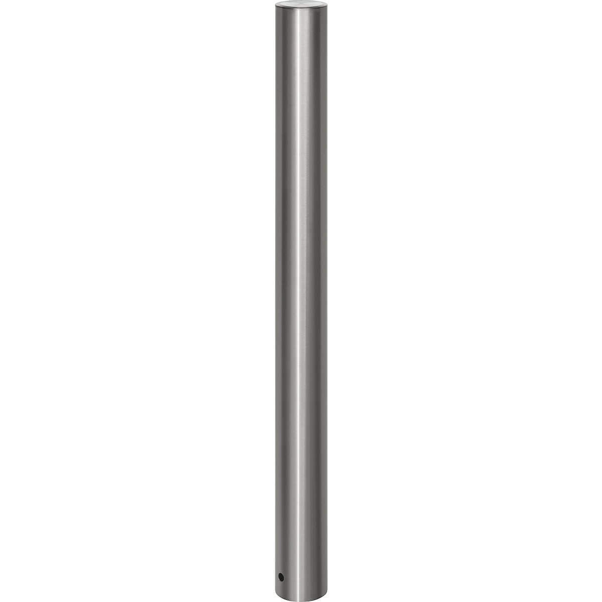 Edelstahl-Sperrpfosten, mit Flachkopf, Bodenhülse zum Einbetonieren, Ø 102 mm