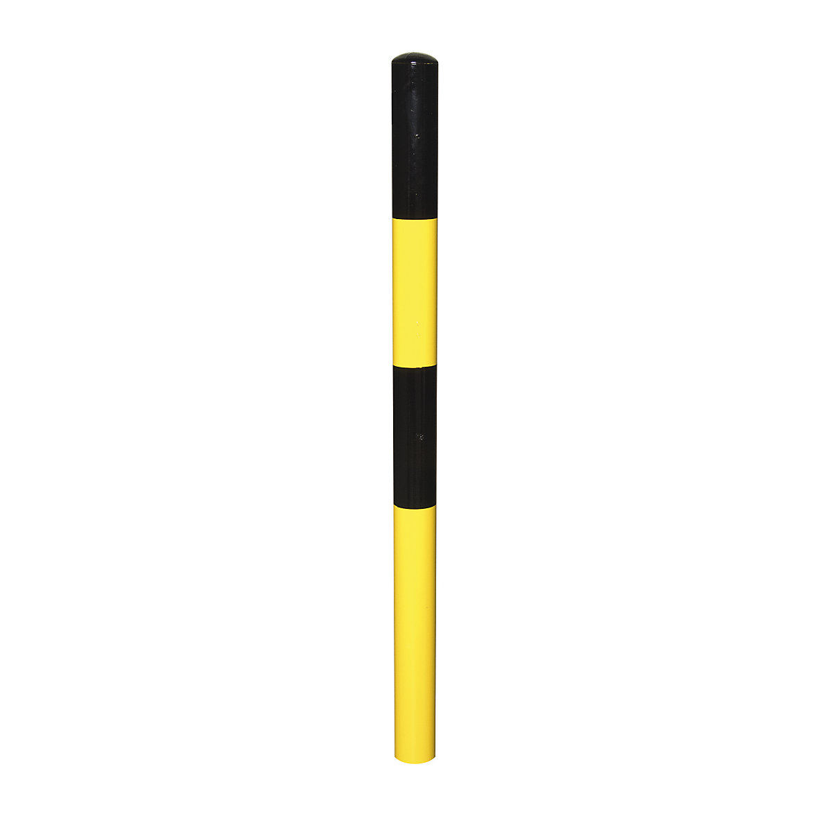 Sperrpfosten, zum Einbetonieren, Ø 60 mm, schwarz-gelb lackiert, 2 Ösen