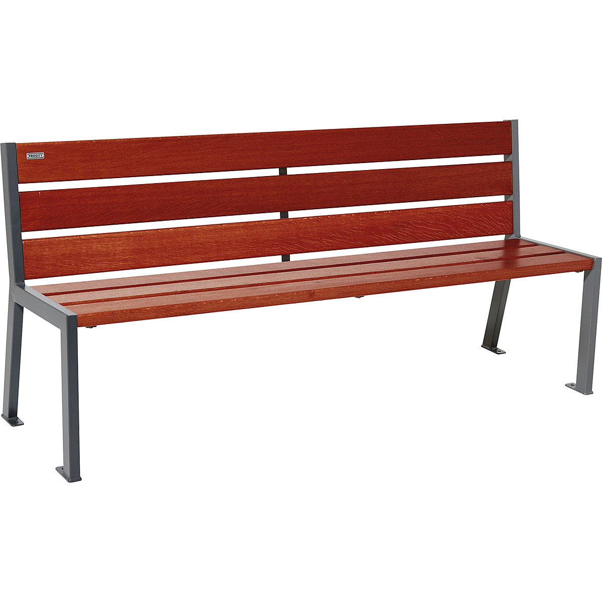 Sitzbank SILAOS® aus Holz PROCITY, mit Rückenlehne, Länge 1800 mm, anthrazitgrau, mahagoni-2