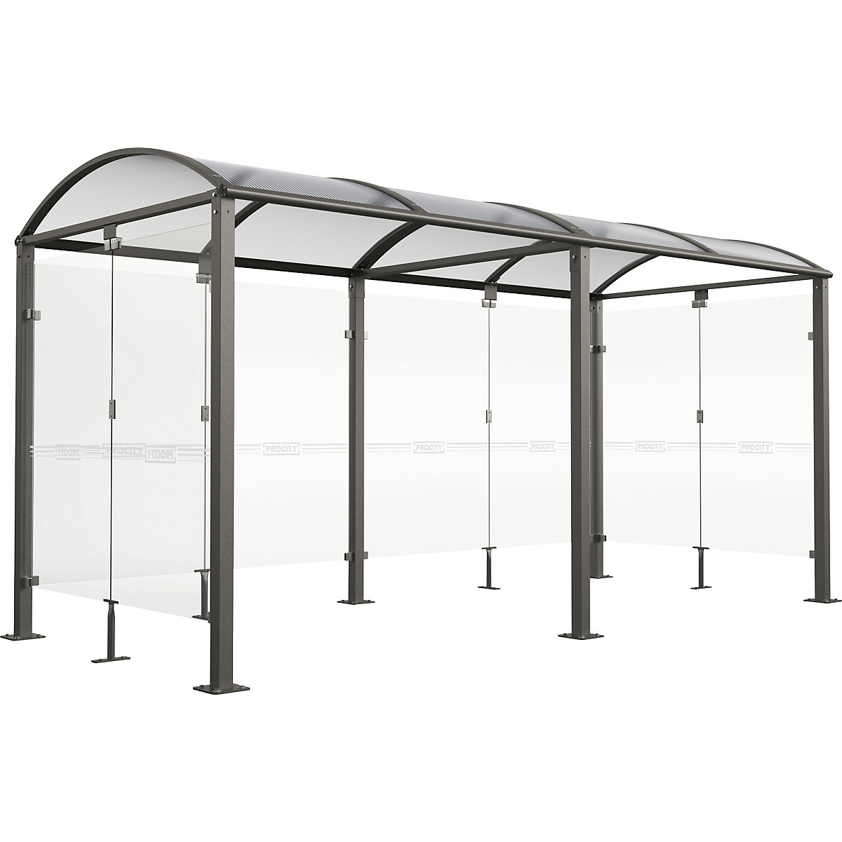 Fahrradüberdachung mit Glas PROCITY Grundmodell + Erweiterung mit Rück