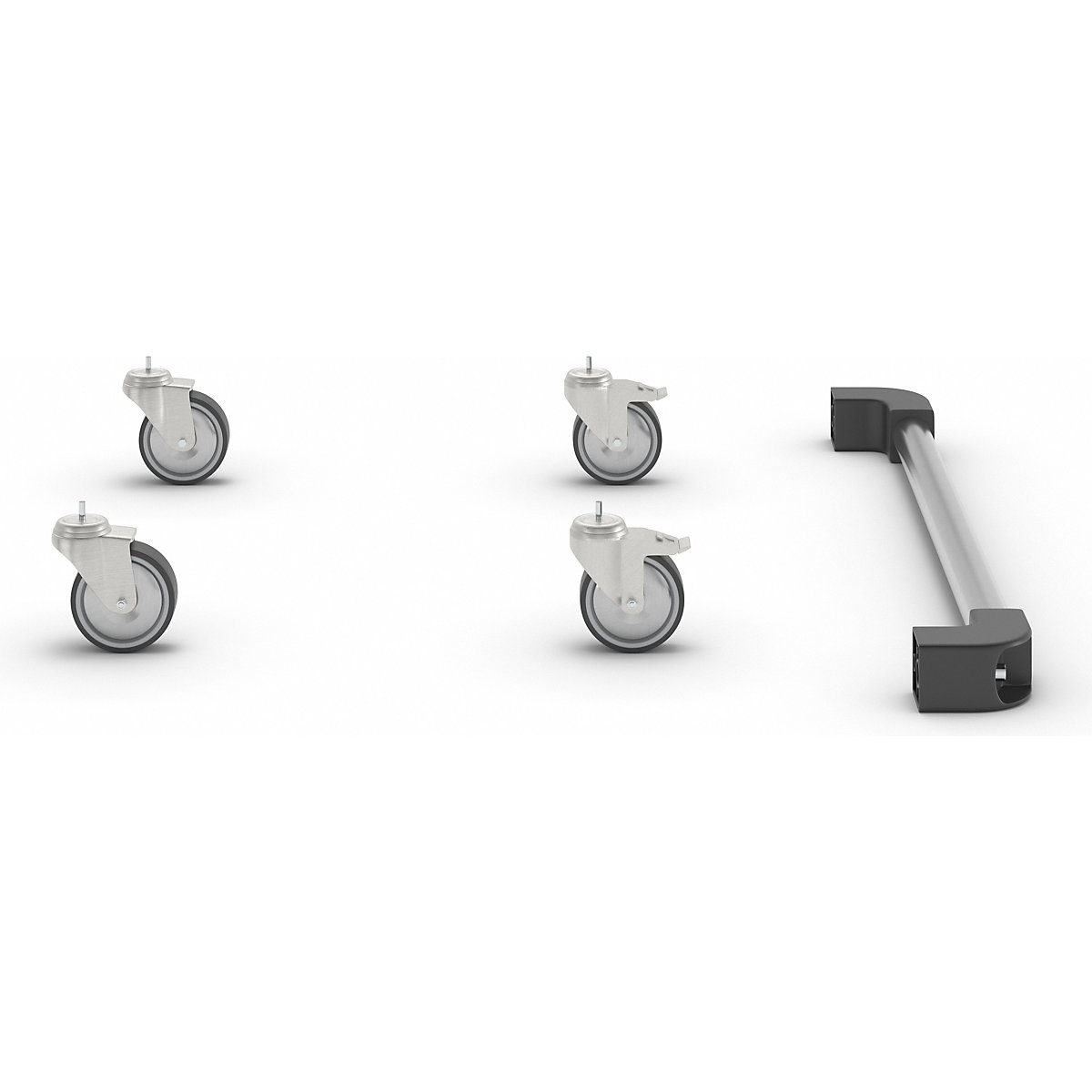 Set di rotelle per armadio per PC in acciaio inox (Foto prodotto 2)-1