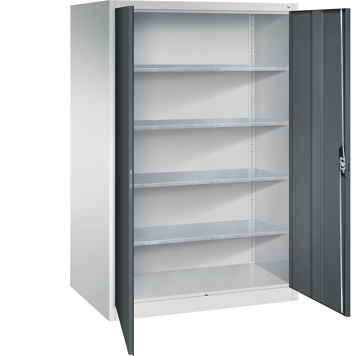 Armadio da officina con ante a battente – C+P, alt. x largh. x prof. 1950 x 1200 x 600 mm, grigio chiaro / grigio antracite-4