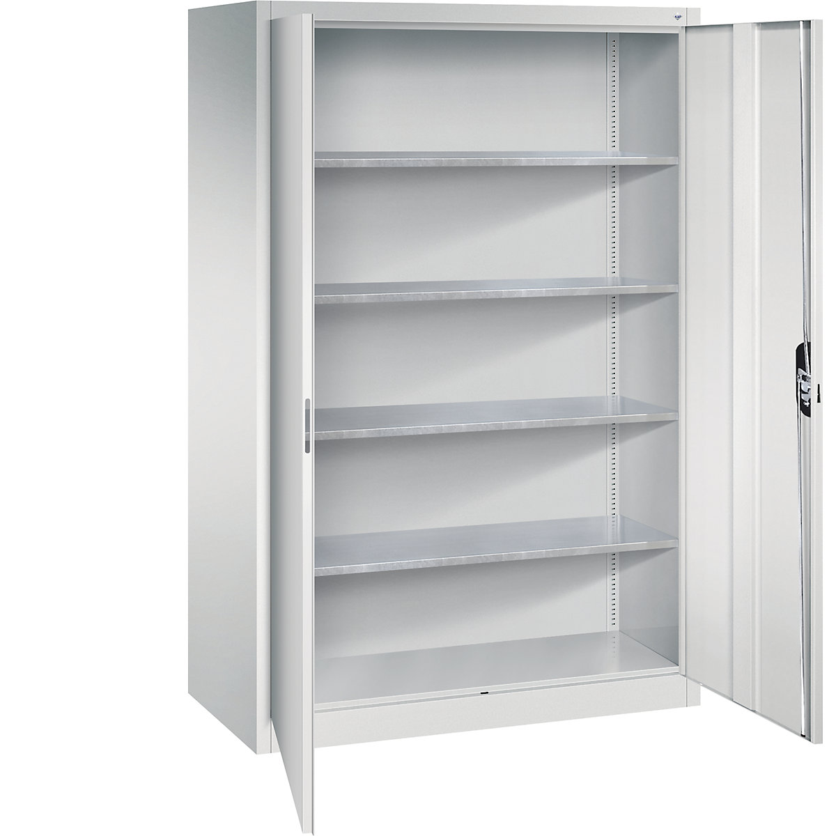 Armadio da officina con ante a battente – C+P, alt. x largh. x prof. 1950 x 1200 x 600 mm, grigio chiaro / grigio chiaro-3