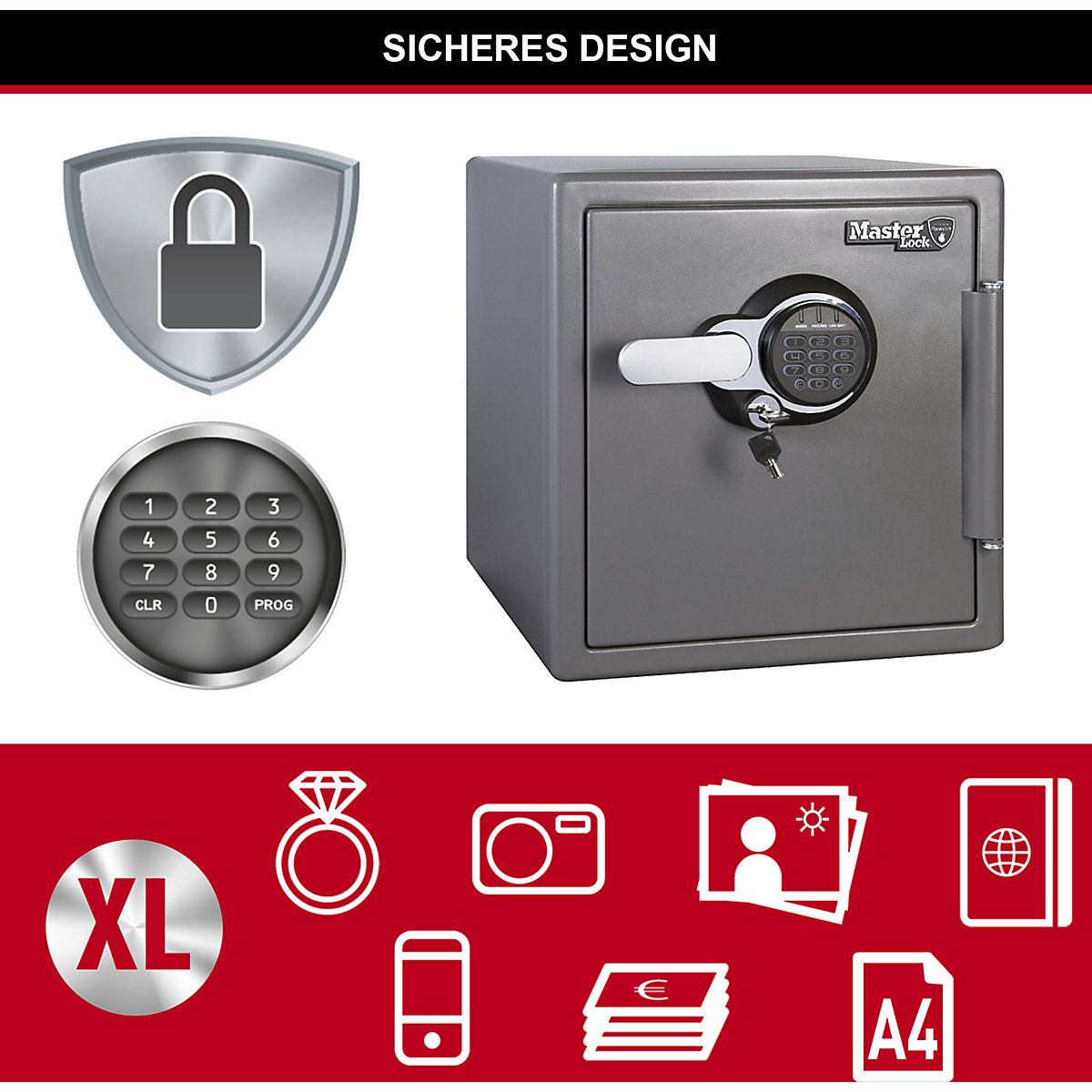 Cassaforte di sicurezza con combinazione digitale – Masterlock (Foto prodotto 5)-4