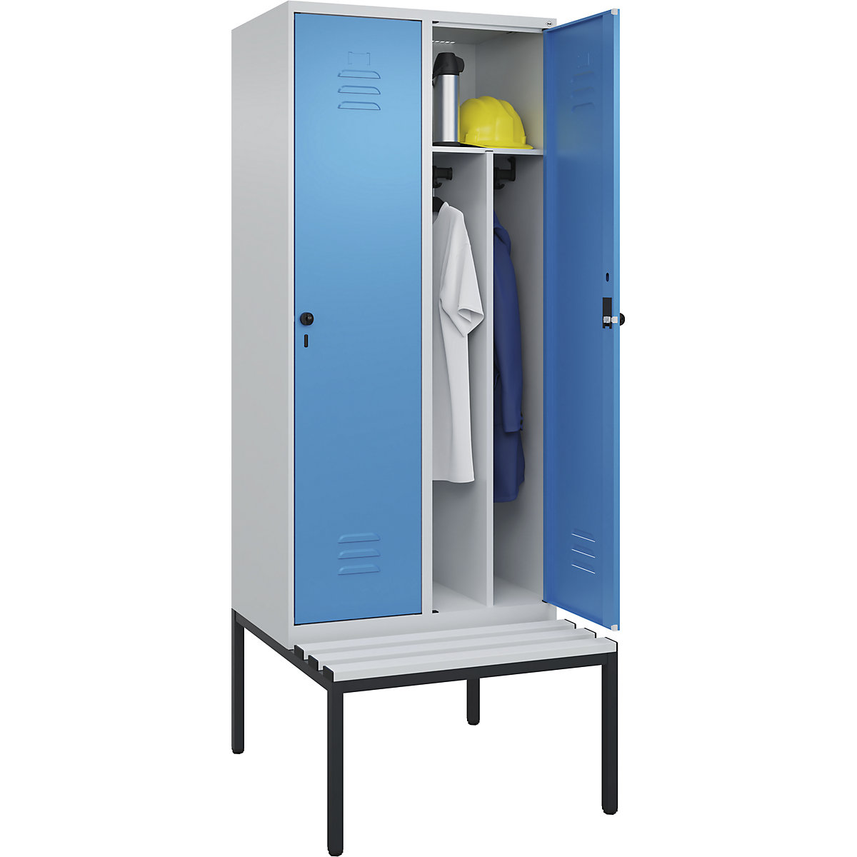 Armadietto sporco/pulito Classic PLUS con panca, stretto – C+P