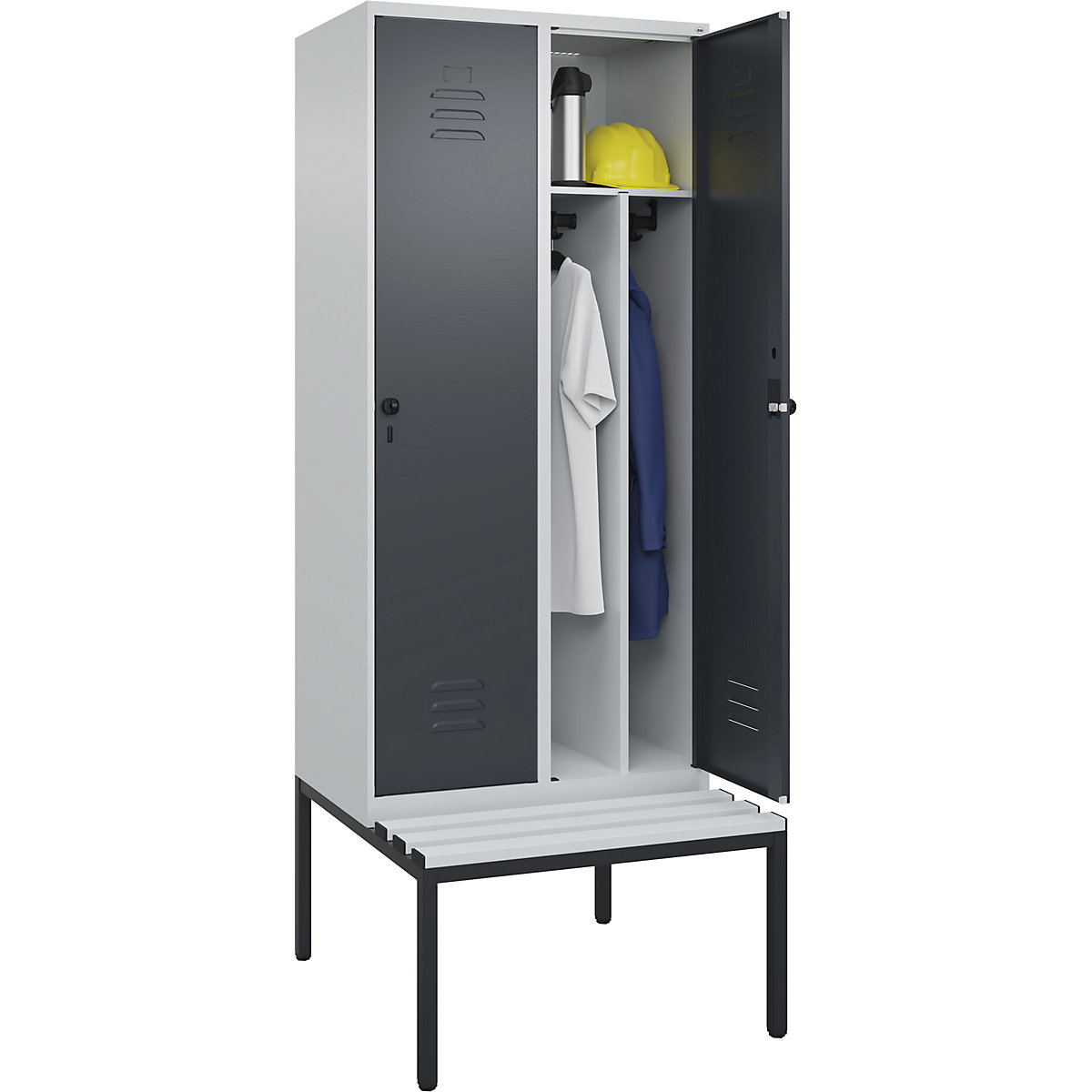 Armadietto sporco/pulito Classic PLUS con panca, stretto – C+P