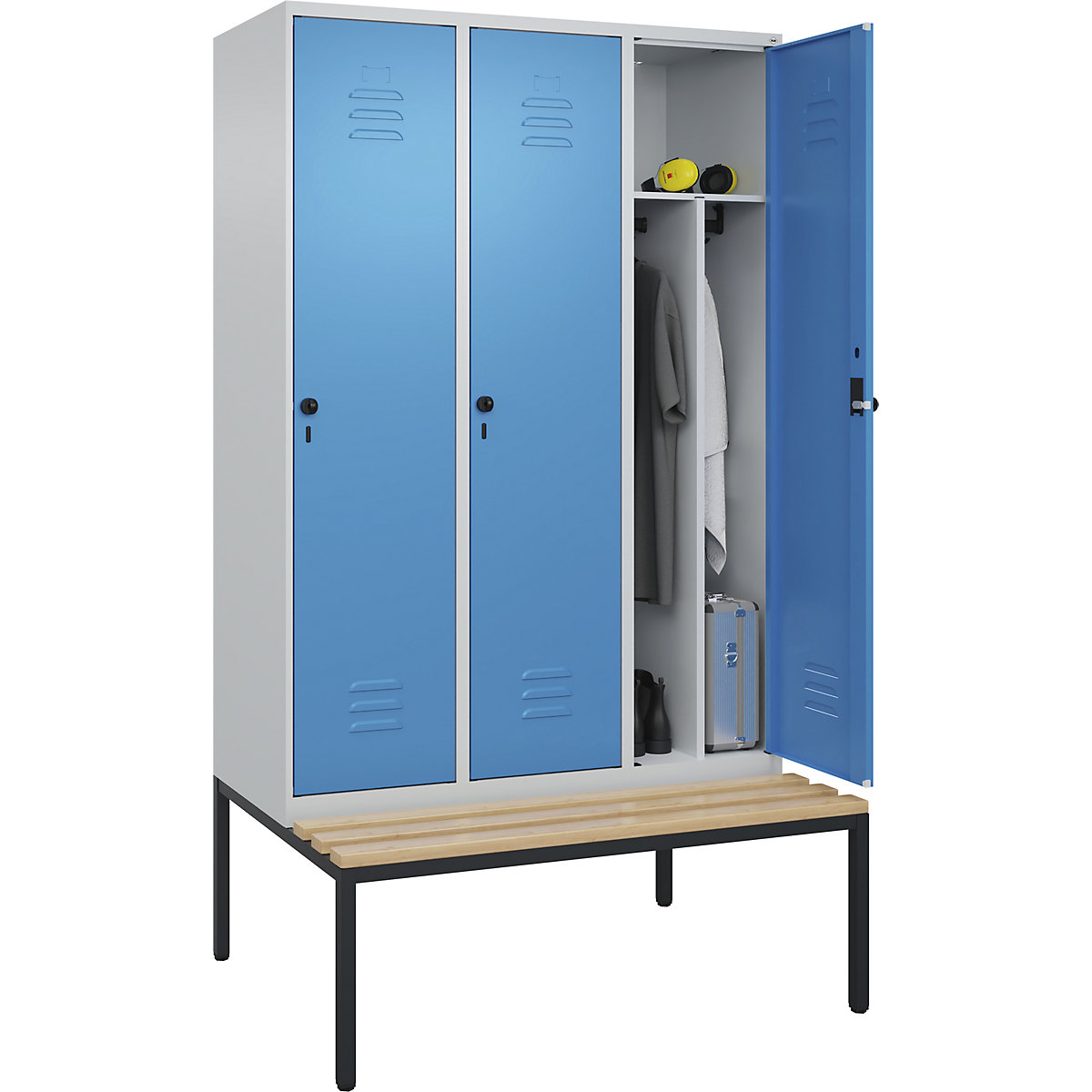 Armadietto sporco/pulito Classic PLUS con panca, stretto – C+P