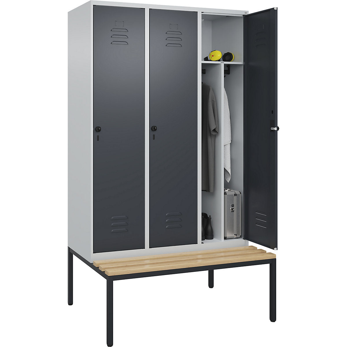 Armadietto sporco/pulito Classic PLUS con panca, stretto – C+P