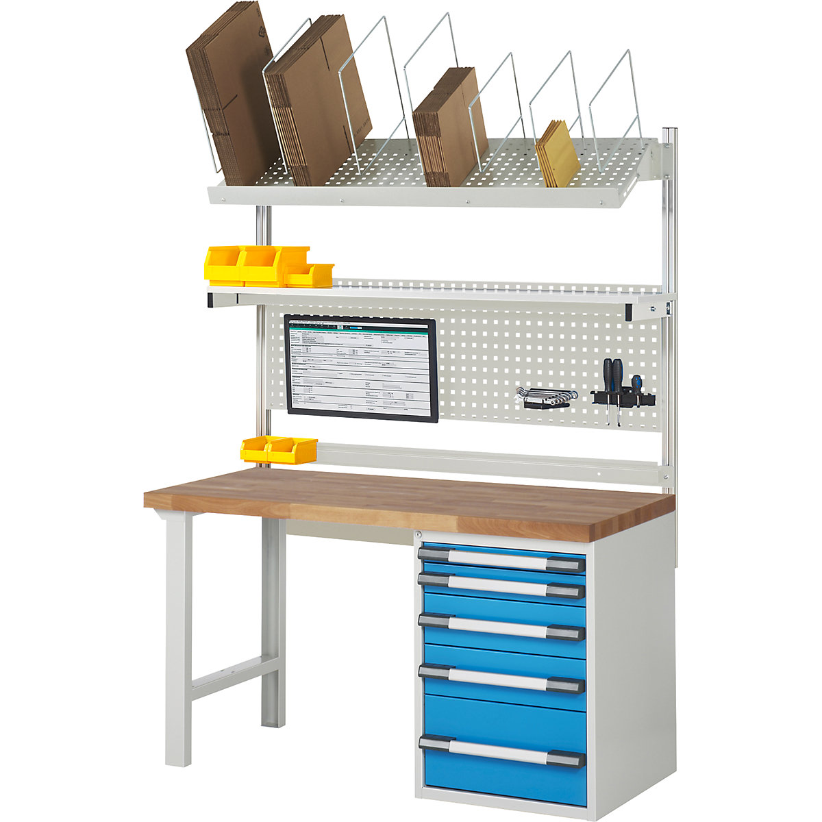 Banco da lavoro con sovrastruttura serie 7000 – eurokraft pro