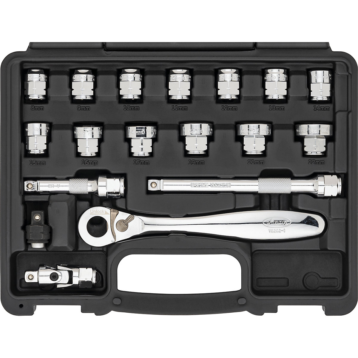 Set di chiavi a bussola extra piatte V6 – VIGOR (Foto prodotto 3)-2