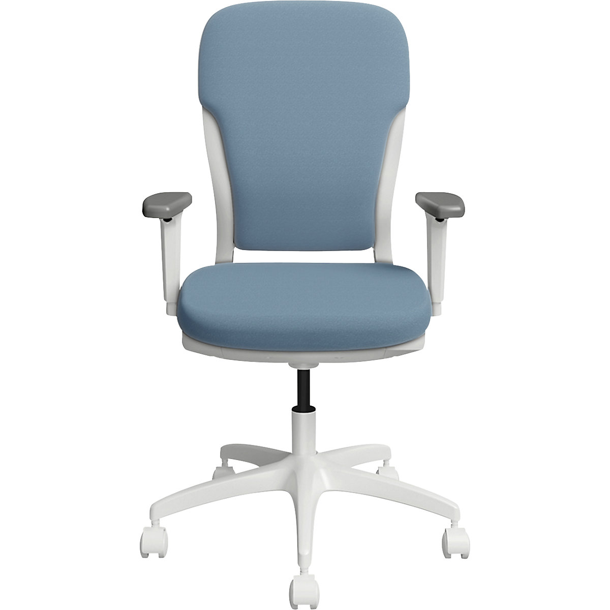 Kaiserkraft Bürostuhl MOTION, Polsterrückenlehne, Weiß, Hellblau 6