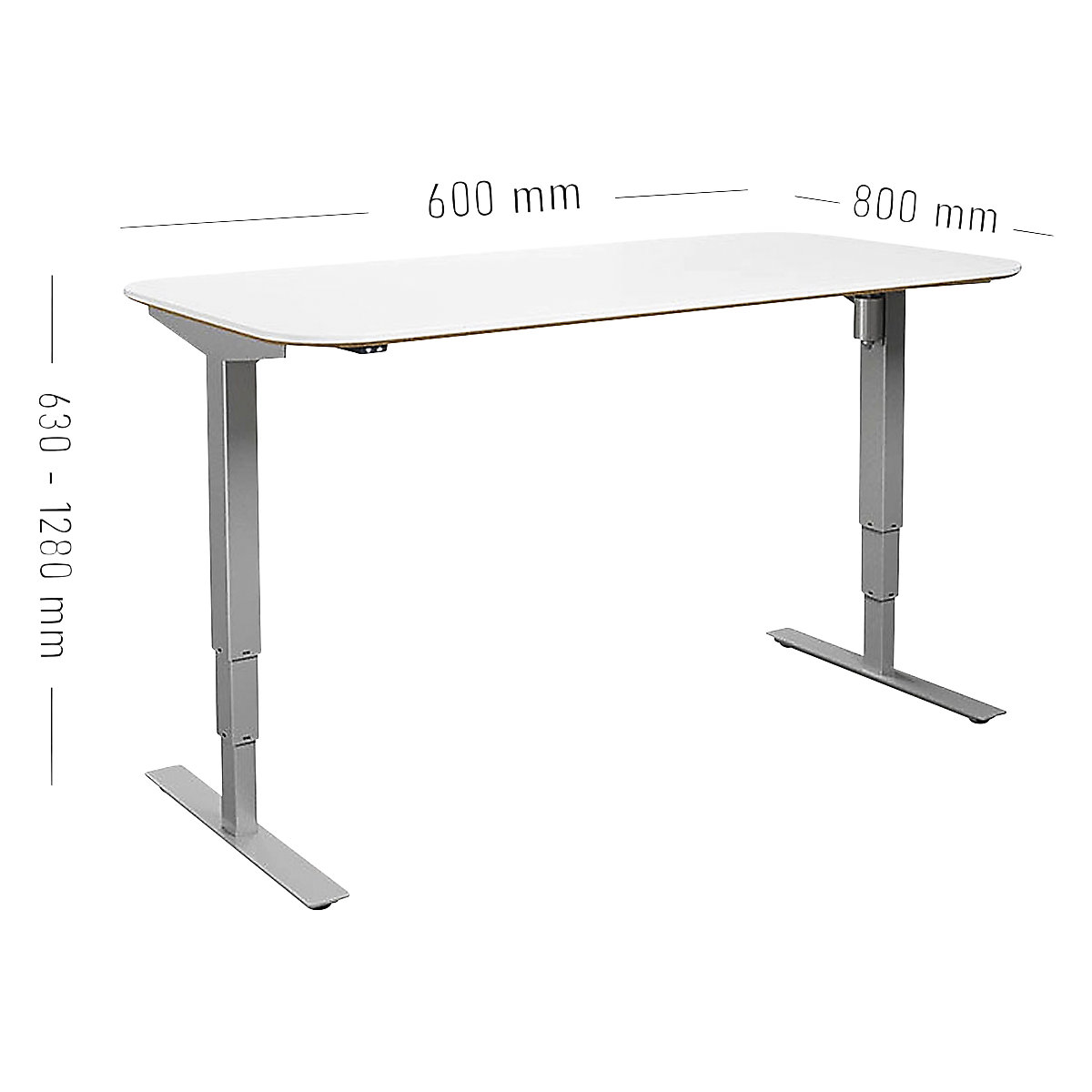 Kaiserkraft Atlanta Trend Height-Adjustable Desk White/Silver 160x80 cm 10