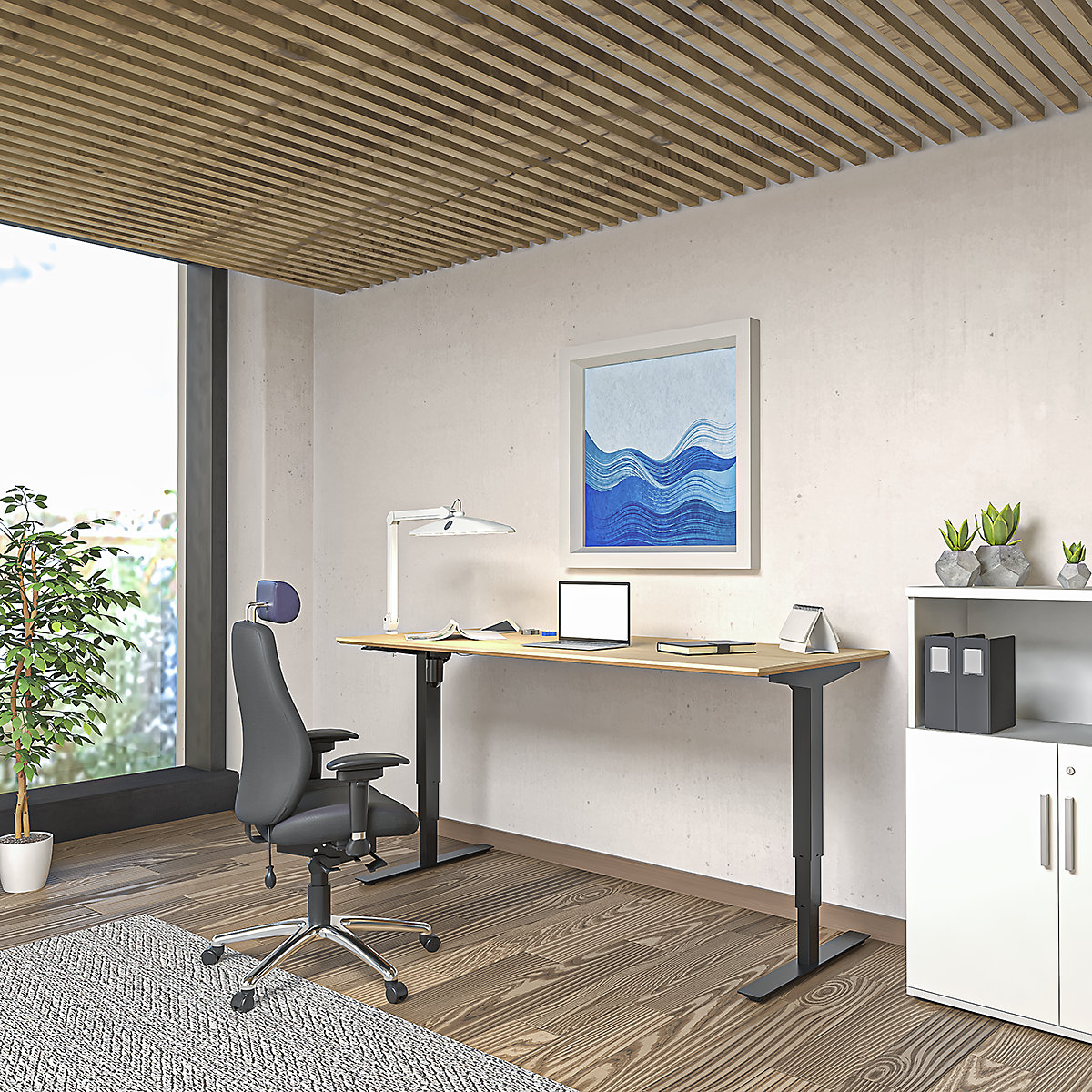 kaiserkraft Atlanta Trend Desk Oak/Black 180x80 cm 10