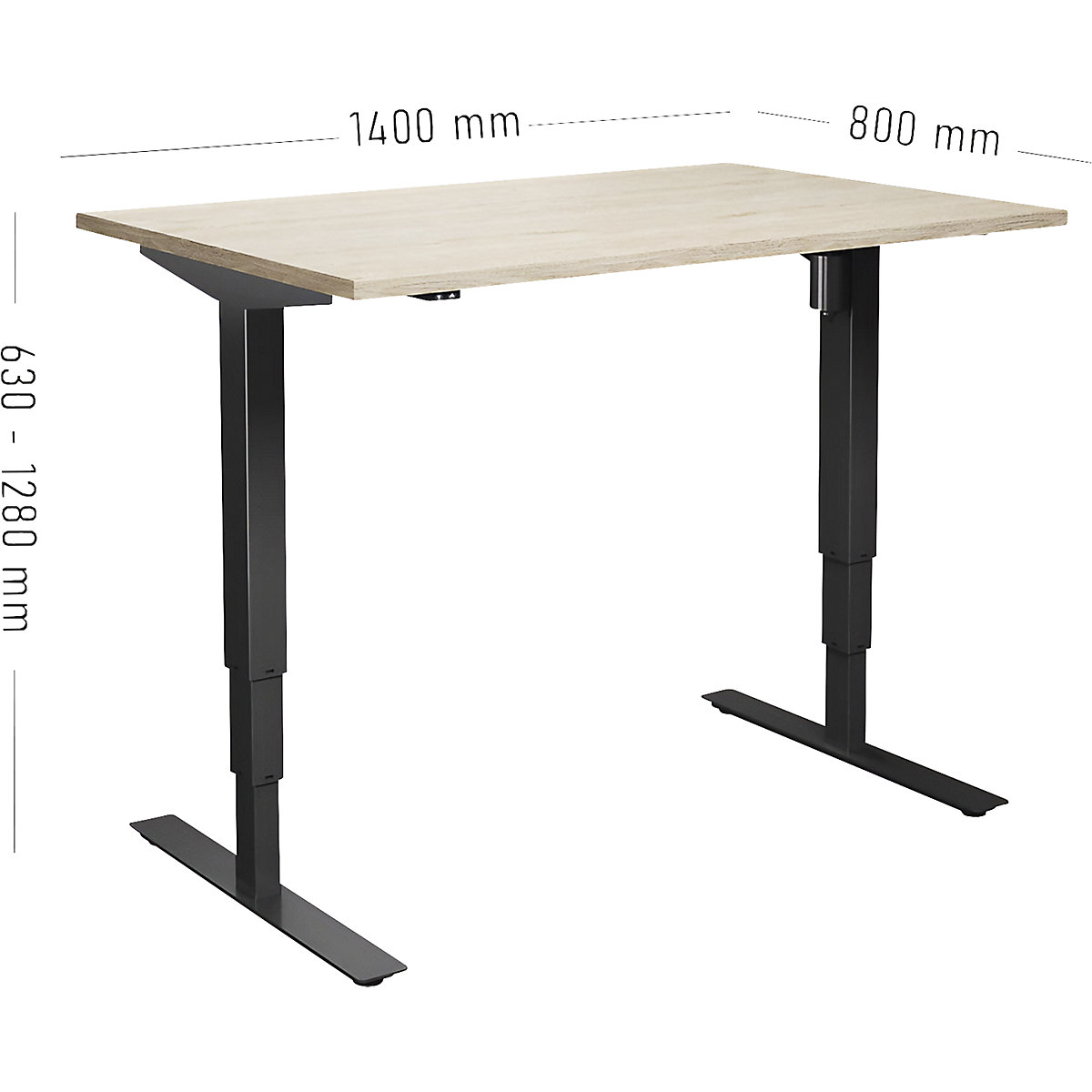 kaiserkraft Atlanta Electric Standing Desk Oak/Black 140x80 8
