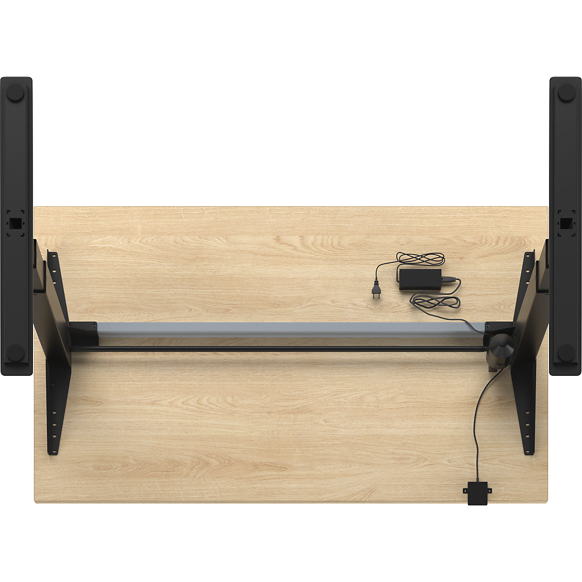 kaiserkraft Atlanta Electric Standing Desk Oak/Black 140x80 10