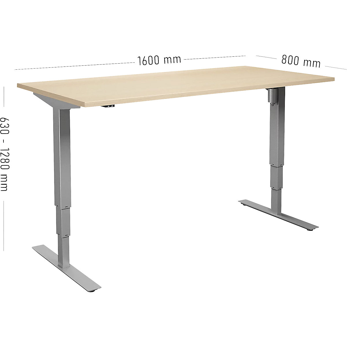Kaiserkraft Atlanta Electric Standing Desk Birch/Silver 160x80 8
