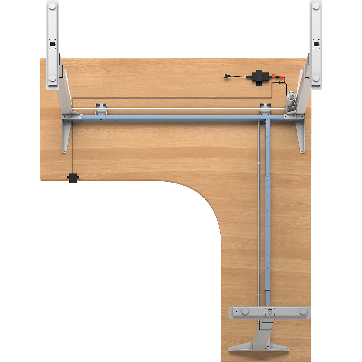 Kaiserkraft Atlanta Electric Height-Adjustable Desk L-Shape Beech/White 180x200 cm 7