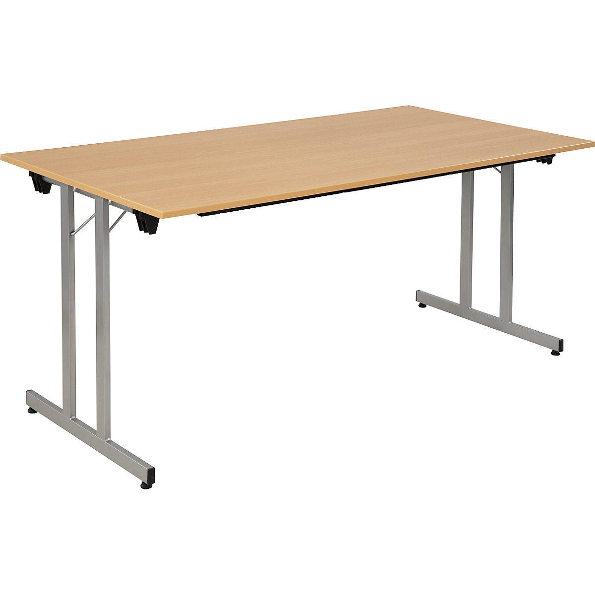 Klapptisch STANDARD, Vierkant-Gestell mit Höhenausgleichsschrauben, 1600 x 800 mm, Gestell alufarben, Platte Buche-Dekor-18