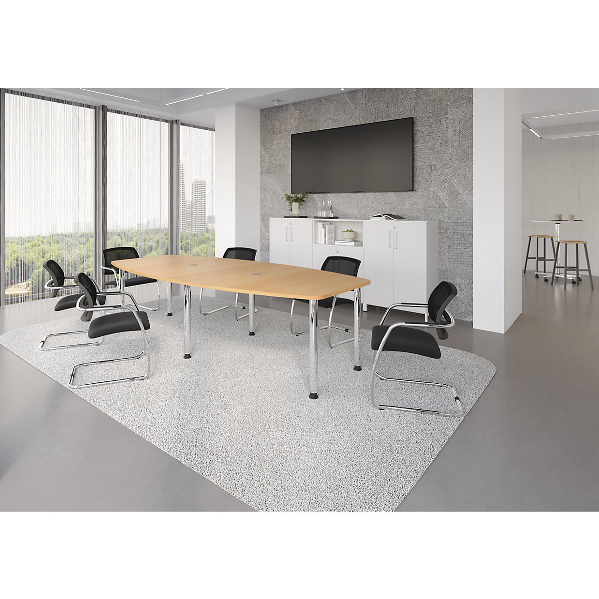 kaiserkraft Conference Table Round Tube Base 10 Persons Beech 5