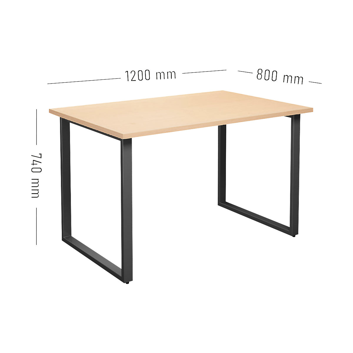 kaiserkraft DUO-O Multipurpose Table Birch/Black 1200x800mm 4