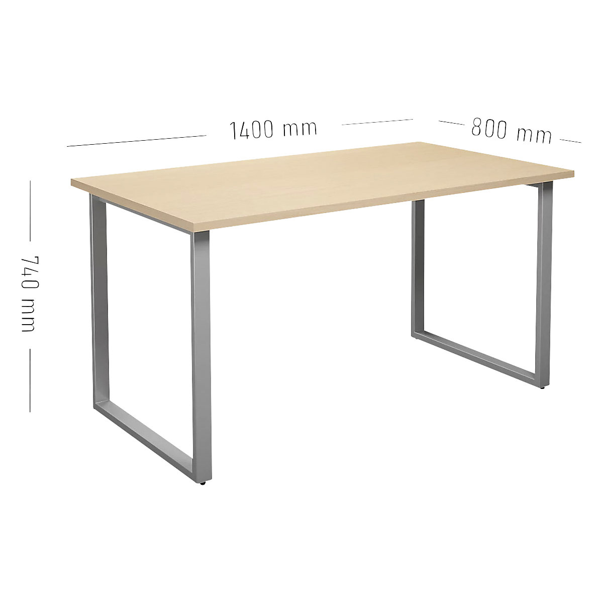 kaiserkraft DUO-O Multipurpose Table Birch / Silver 140x80 cm 4
