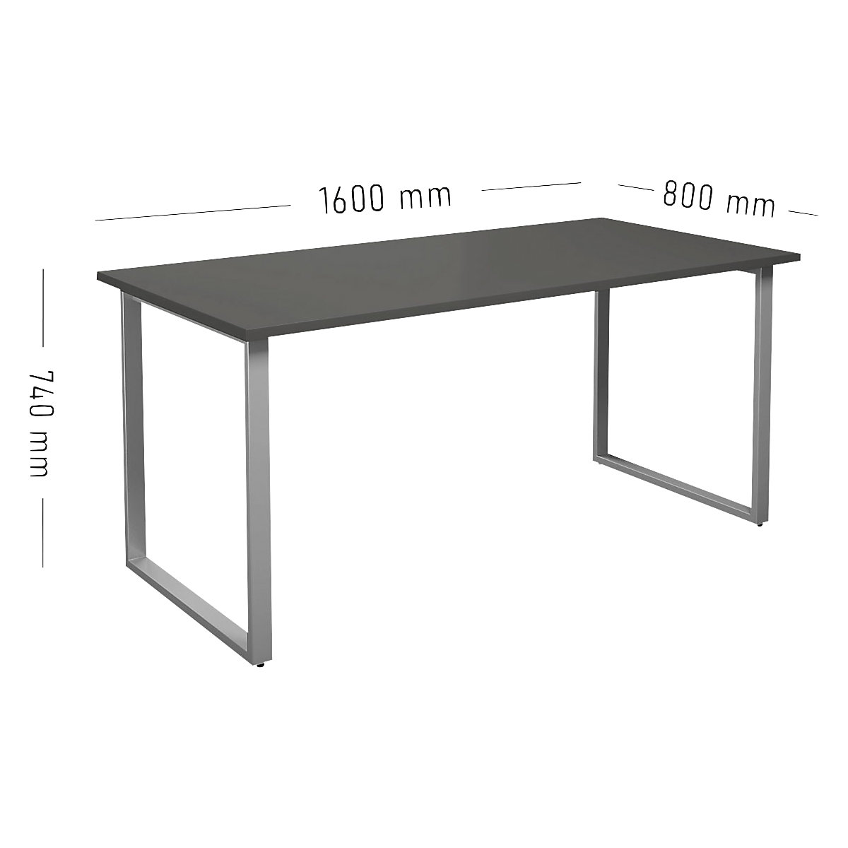 kaiserkraft DUO-O Multipurpose Table Dark Gray/Silver 160 cm 4