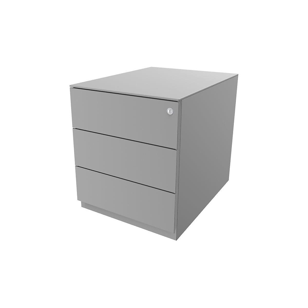 Rollcontainer Note™, mit 3 Universalschubladen BISLEY, HxBxT 502 x 420 x 565 mm, mit Griffleiste und Top, lichtgrau-3