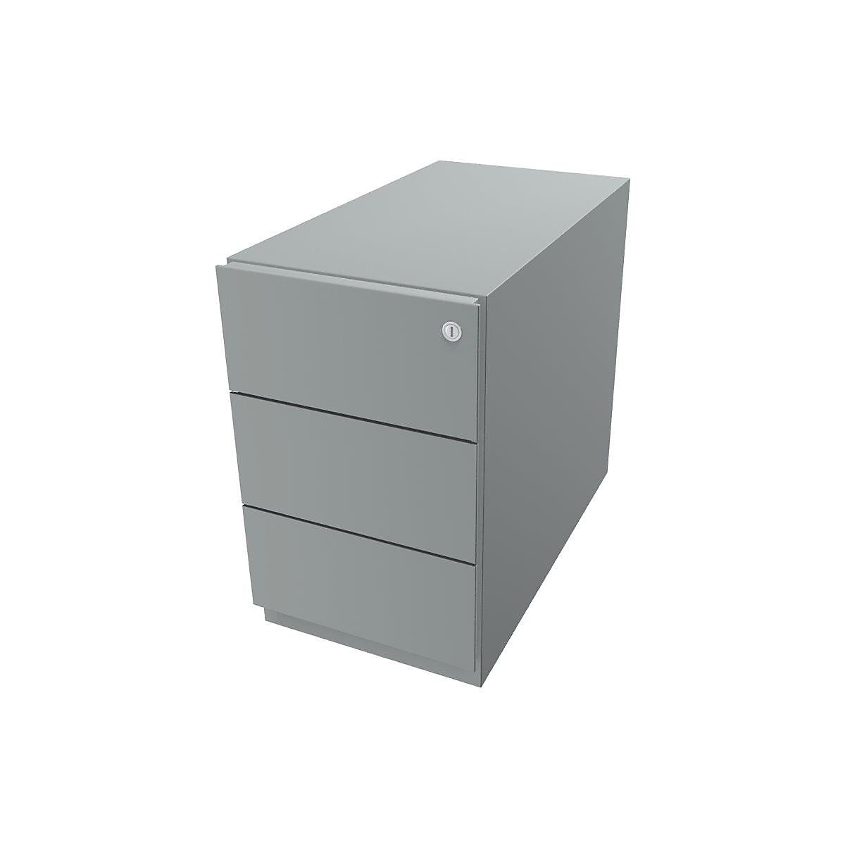 Rollcontainer Note™, mit 3 Universalschubladen BISLEY, HxBxT 495 x 300 x 565 mm, mit Griffleiste, silber-2