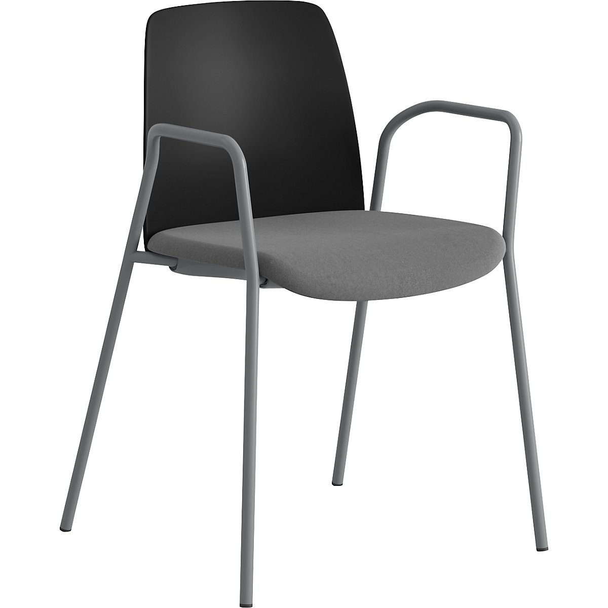 kaiserkraft Stuhl Helmer, Schwarz/Dunkelgrau, Silber 2