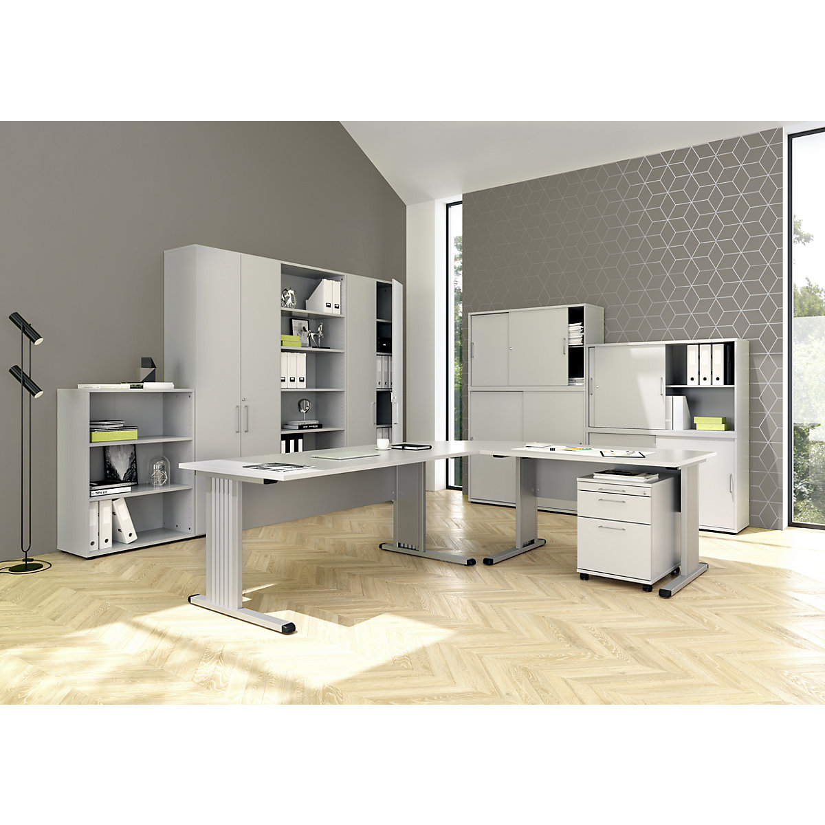 Schreibtisch mit 4-Fuß-Gestell VERA-ZWO (Produktabbildung 3)-2