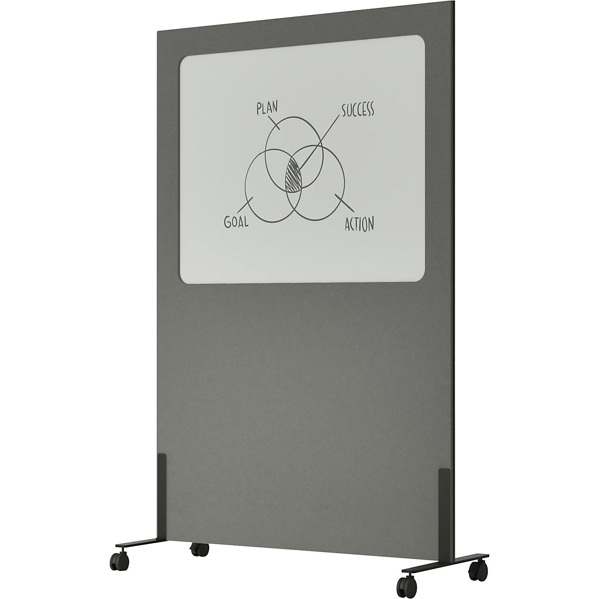 Whiteboard Silva, mobil SMIT VISUAL, Stahl emailliert / PET-Filz, dunkelgrau-3