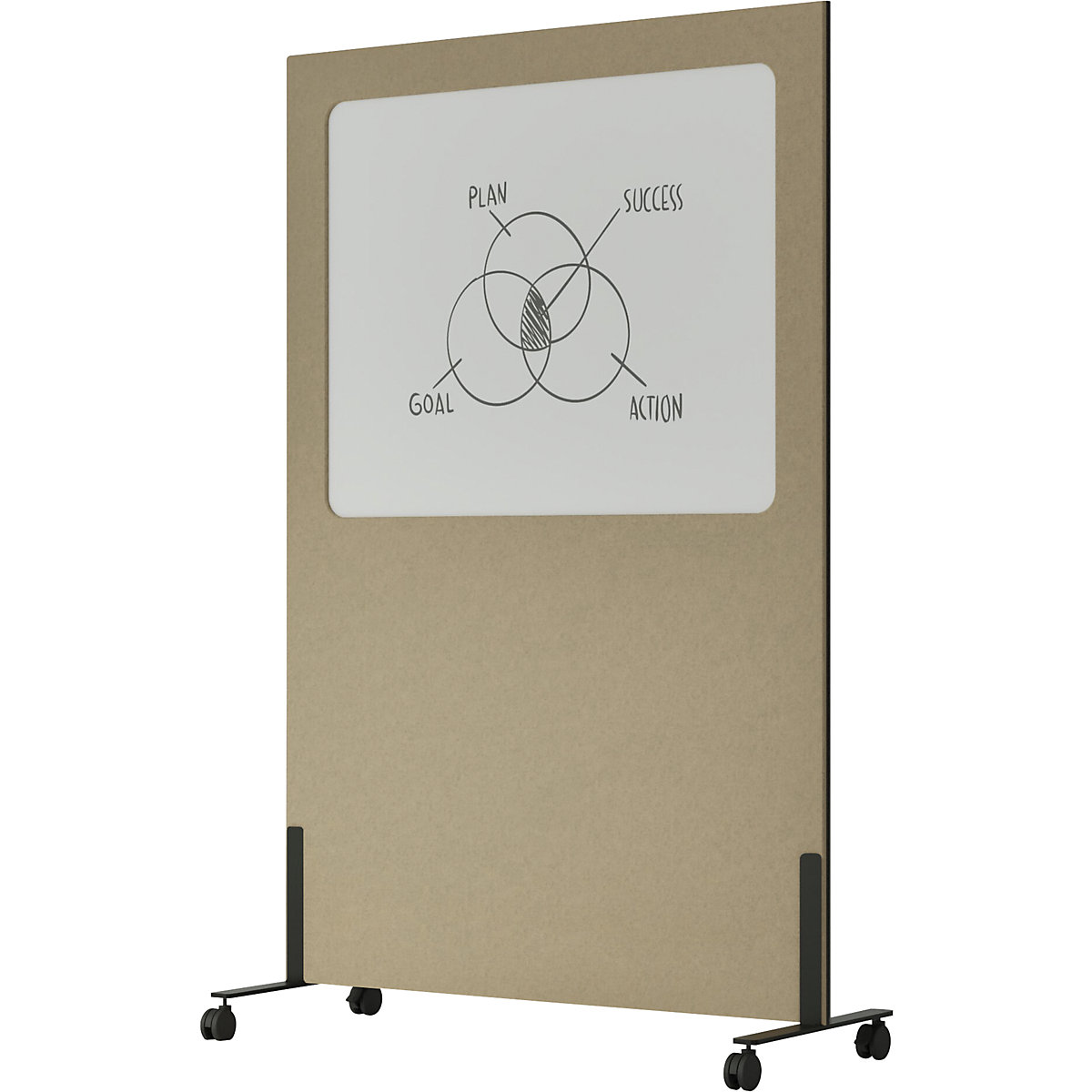 Whiteboard Silva, mobil SMIT VISUAL, Stahl emailliert / PET-Filz, beige-2