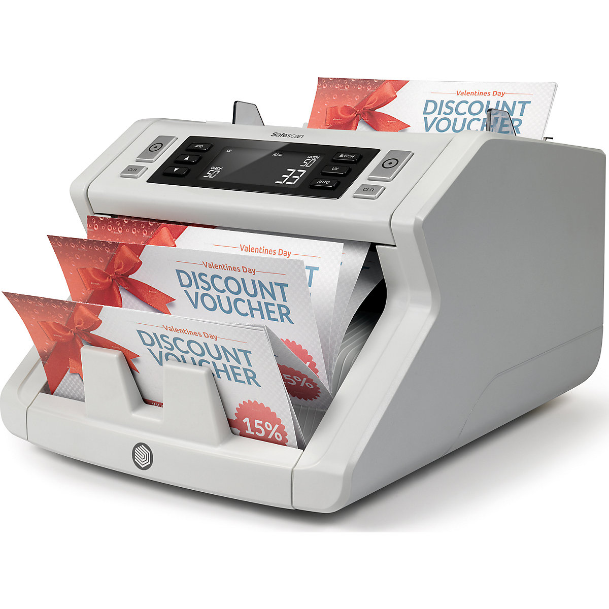 Safescan 2250 Geldzählmaschine – Banknotenzähler Mit 3-facher Echtheitsprüfung (UV, MG, Größe) – Zählt Sortierte Scheine Aller Währungen – Additions- & Stapelfunktion