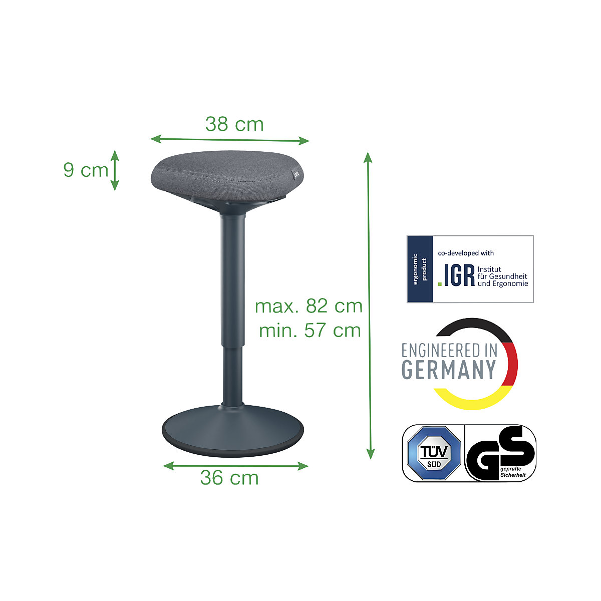 Ergo Active Stehhocker mit Komfortsitz Leitz (Produktabbildung 2)-1