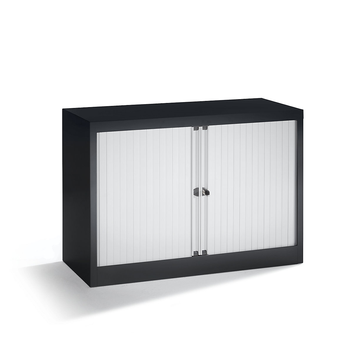 BISLEY Euro-Rollladenschrank, Breite 1000 mm, 1 Fachboden, tiefschwarz / lichtgrau