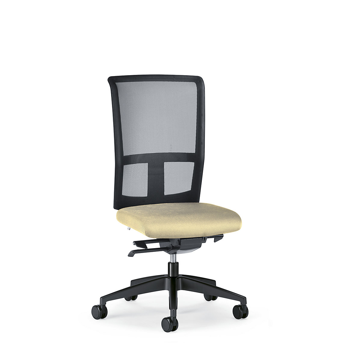 interstuhl Bürodrehstuhl GOAL AIR, Rückenlehnenhöhe 545 mm, Gestell schwarz, mit weichen Rollen, beige, Sitztiefe 410 mm