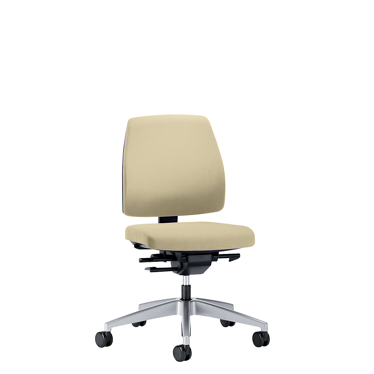 Bürodrehstuhl GOAL, Rückenlehnenhöhe 430 mm interstuhl, Gestell brillantsilber, mit harten Rollen, beige, Sitztiefe 410 mm