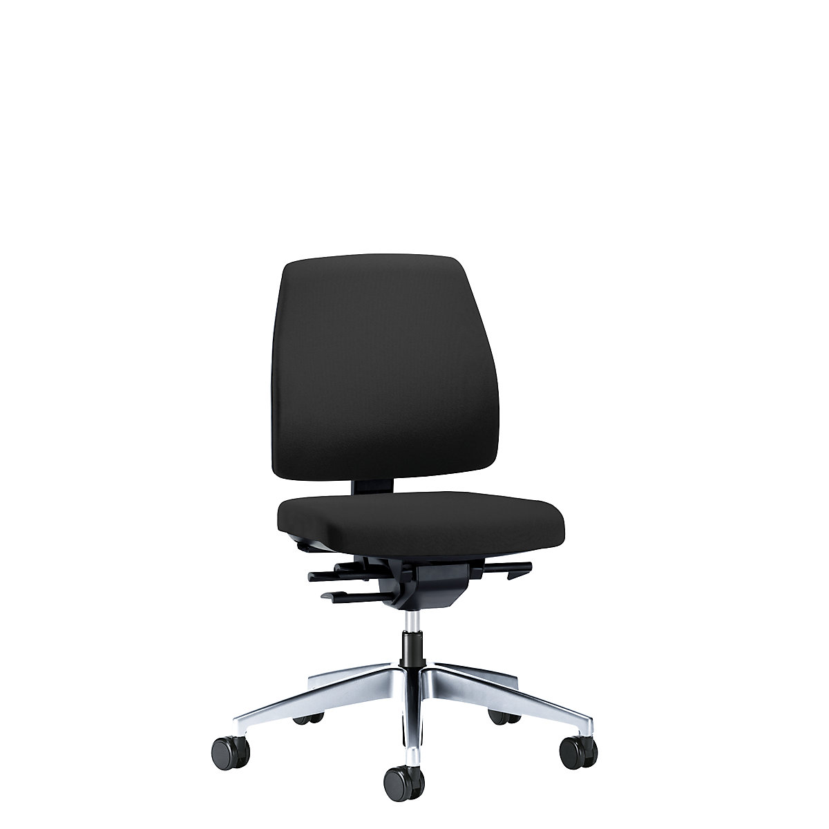interstuhl Bürodrehstuhl GOAL, Rückenlehnenhöhe 430 mm, Gestell poliert, mit harten Rollen, graphitschwarz, Sitztiefe 410 mm