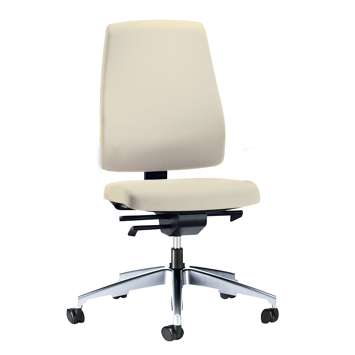 Bürodrehstuhl GOAL, Rückenlehnenhöhe 530 mm interstuhl, Gestell poliert, mit harten Rollen, beige, Sitztiefe 410 mm-3