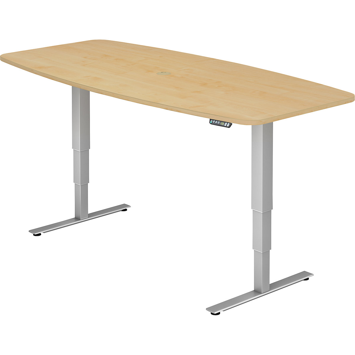 Konferenztisch, BxT 2200 x 1030 mm, elektrisch höhenverstellbar 620 – 1270 mm, Ahorn-Dekor