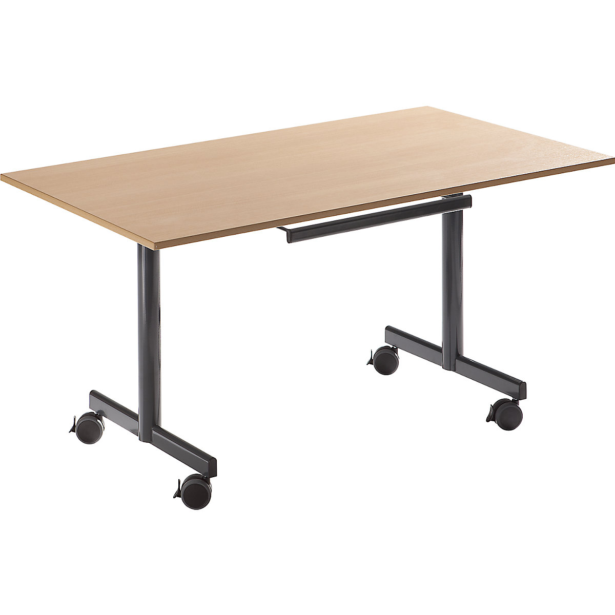 Tisch mit abklappbarer Platte, mobil, HxBxT 720 x 1600 x 800 mm, Buche-Dekor-3